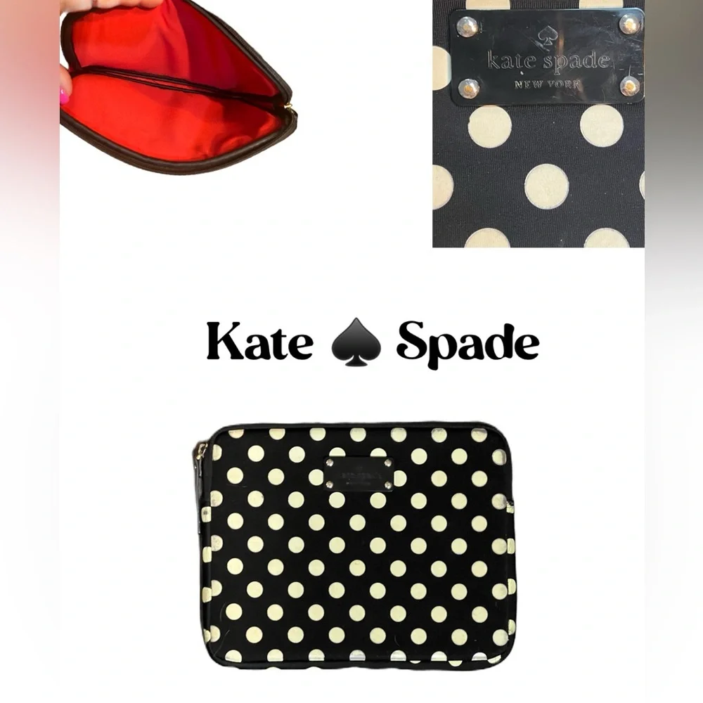 Kate Spade Black and Cream Polka Dot Laptop Sleeve